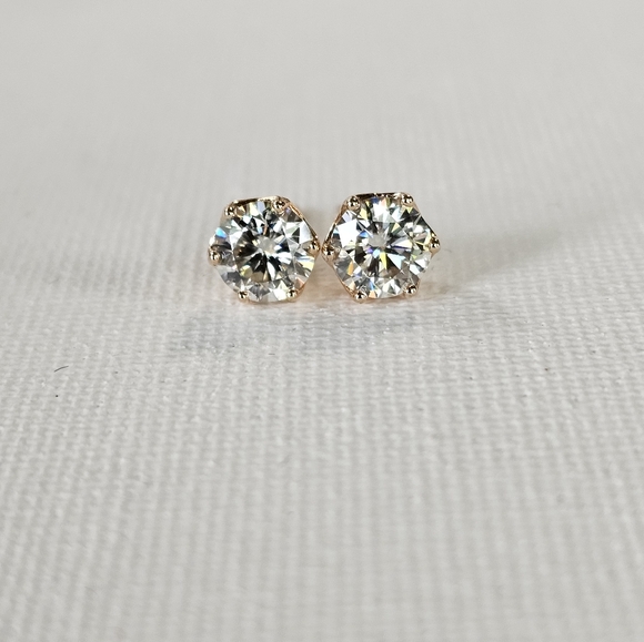 Genuine Certified Moissanite Earrings 18k Gold over Sterling Silver ✨️ - Picture 6 of 6
